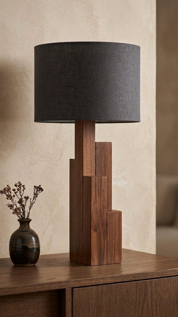 Silenzio Materico – Lampada Scultorea in Legno Massello