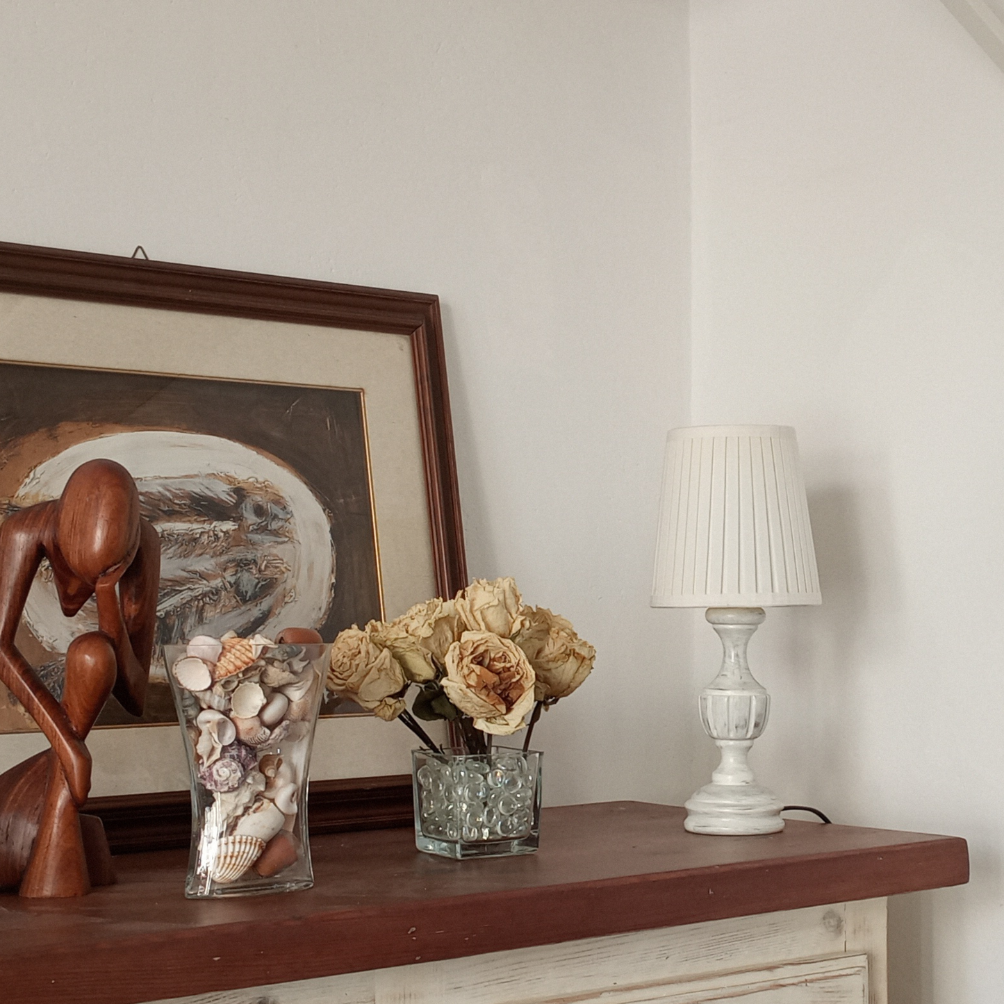 Lampade da comodino in legno con paralume in tessuto naturale