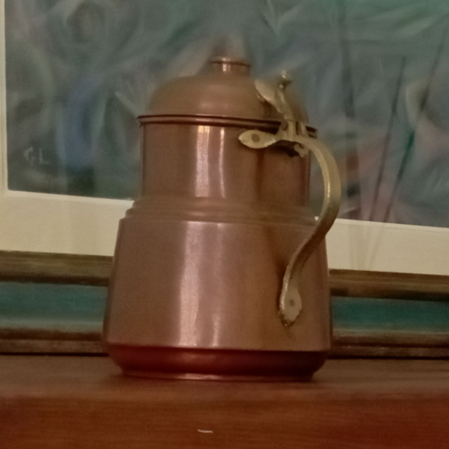 Antica caffettiera in rame battuto a mano | Oggetto decorativo da collezione per cucina country chic o stile rustico provenzale