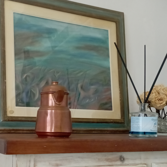 Antica caffettiera in rame battuto a mano | Oggetto decorativo da collezione per cucina country chic o stile rustico provenzale